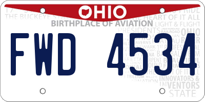 OH license plate FWD4534