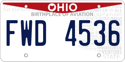 OH license plate FWD4536