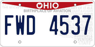 OH license plate FWD4537