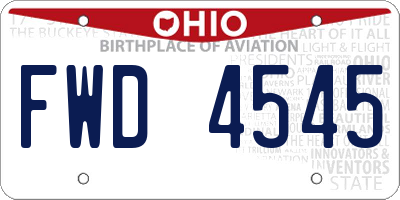 OH license plate FWD4545