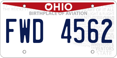 OH license plate FWD4562