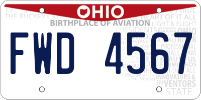 OH license plate FWD4567