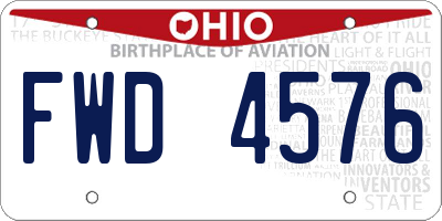 OH license plate FWD4576