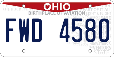 OH license plate FWD4580