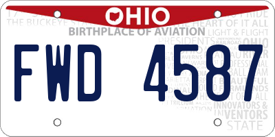 OH license plate FWD4587