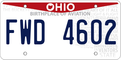 OH license plate FWD4602