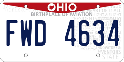 OH license plate FWD4634