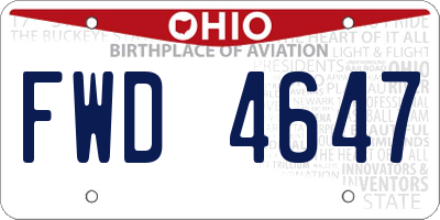 OH license plate FWD4647