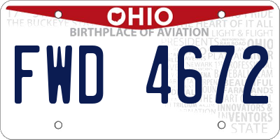 OH license plate FWD4672