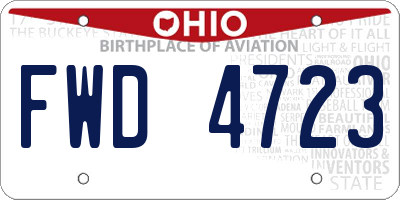 OH license plate FWD4723