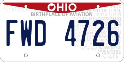 OH license plate FWD4726