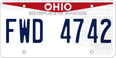 OH license plate FWD4742