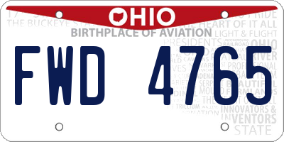 OH license plate FWD4765