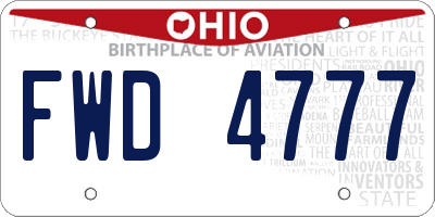 OH license plate FWD4777