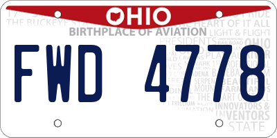 OH license plate FWD4778