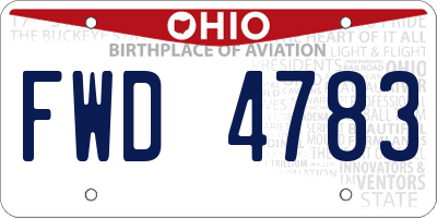 OH license plate FWD4783