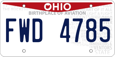 OH license plate FWD4785