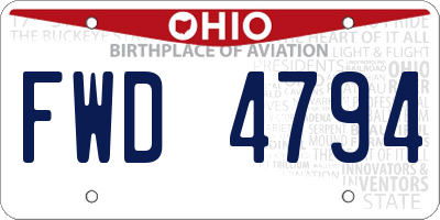 OH license plate FWD4794