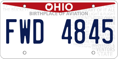 OH license plate FWD4845