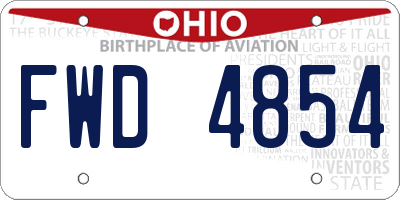 OH license plate FWD4854