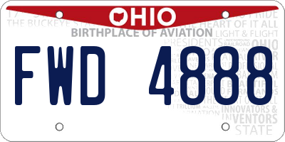 OH license plate FWD4888