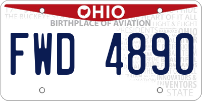 OH license plate FWD4890