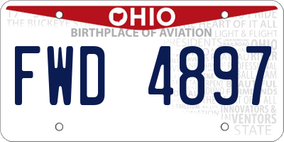 OH license plate FWD4897