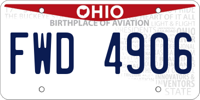 OH license plate FWD4906