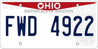 OH license plate FWD4922