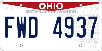 OH license plate FWD4937