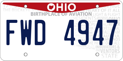 OH license plate FWD4947
