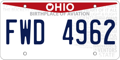 OH license plate FWD4962