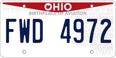 OH license plate FWD4972