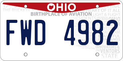 OH license plate FWD4982