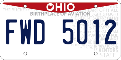 OH license plate FWD5012