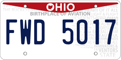 OH license plate FWD5017