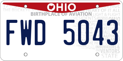 OH license plate FWD5043