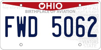 OH license plate FWD5062