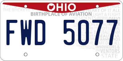 OH license plate FWD5077