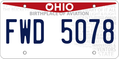 OH license plate FWD5078