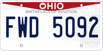 OH license plate FWD5092