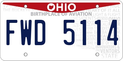 OH license plate FWD5114