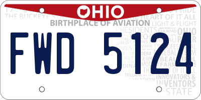 OH license plate FWD5124