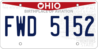 OH license plate FWD5152