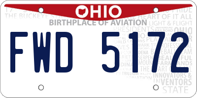 OH license plate FWD5172