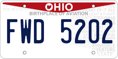 OH license plate FWD5202