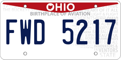 OH license plate FWD5217