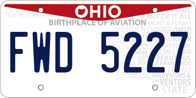 OH license plate FWD5227