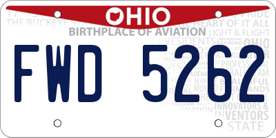 OH license plate FWD5262