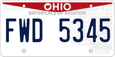 OH license plate FWD5345